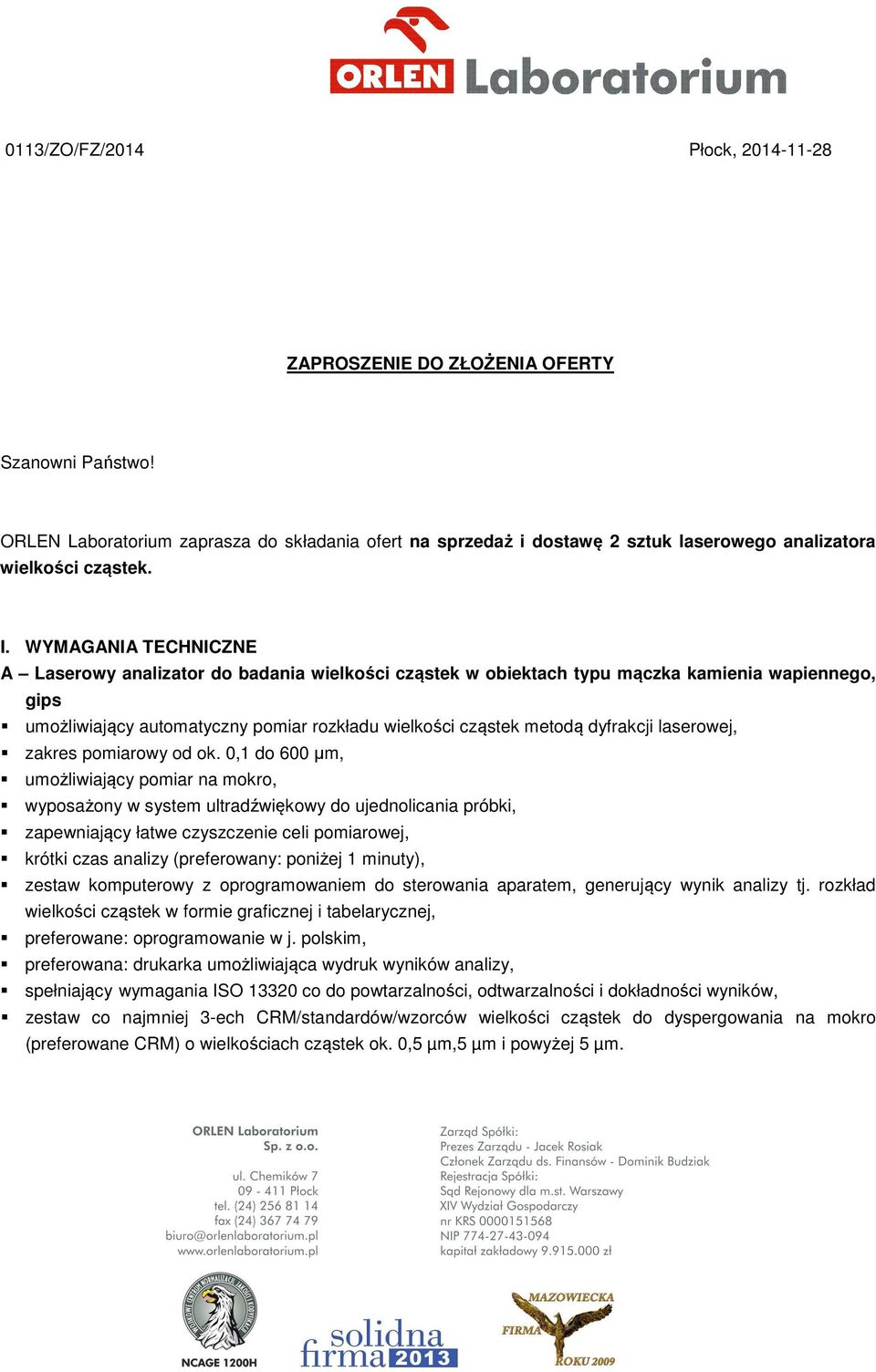 laserowej, zakres pomiarowy od ok.