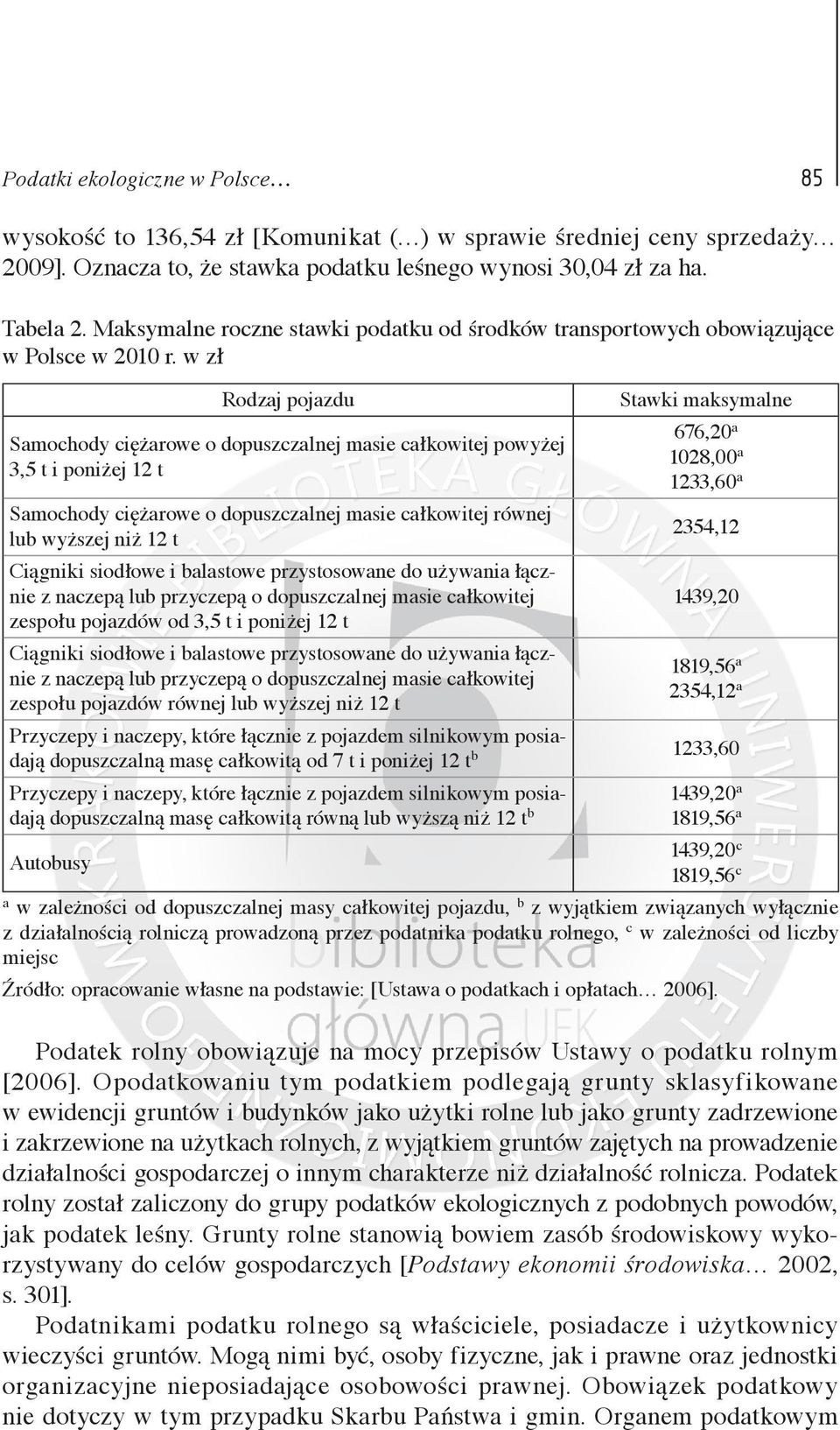 w zł Rodzaj pojazdu Samochody ciężarowe o dopuszczalnej masie całkowitej powyżej 3,5 t i poniżej 12 t Samochody ciężarowe o dopuszczalnej masie całkowitej równej lub wyższej niż 12 t Ciągniki