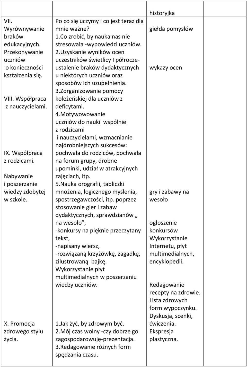 Uzyskanie wyników ocen uczestników świetlicy I półroczeustalenie braków dydaktycznych u niektórych uczniów oraz sposobów ich uzupełnienia. 3.