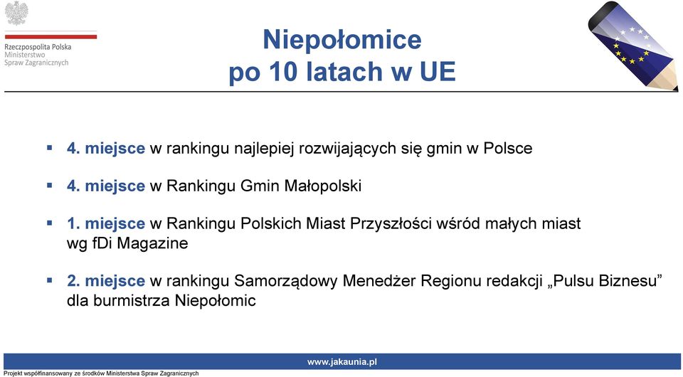 miejsce w Rankingu Gmin Małopolski 1.