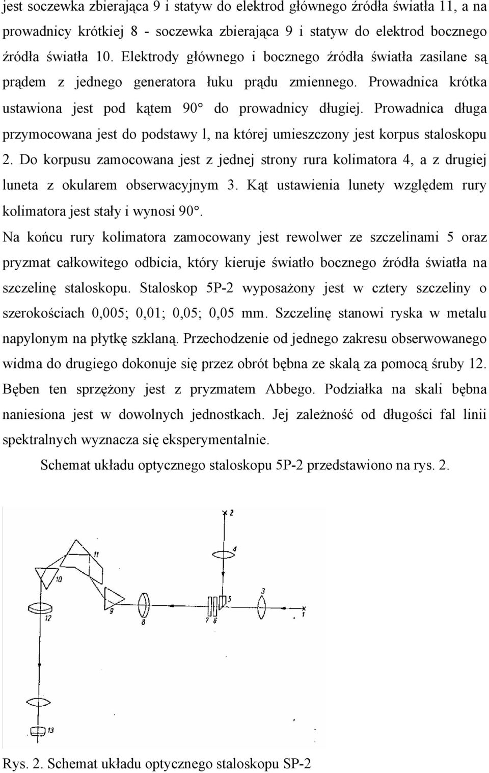 Prowadnica długa przymocowana jest do podstawy l, na której umieszczony jest korpus staloskopu 2.