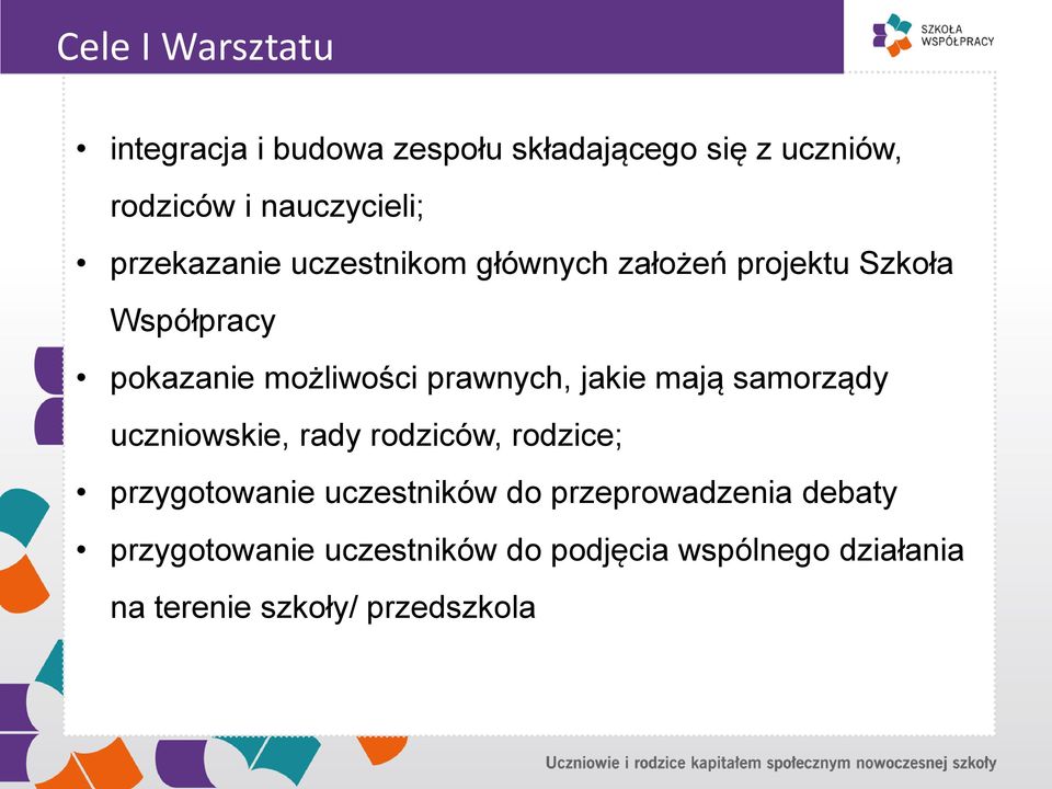 jakie mają samorządy uczniowskie, rady rodziców, rodzice; przygotowanie uczestników do