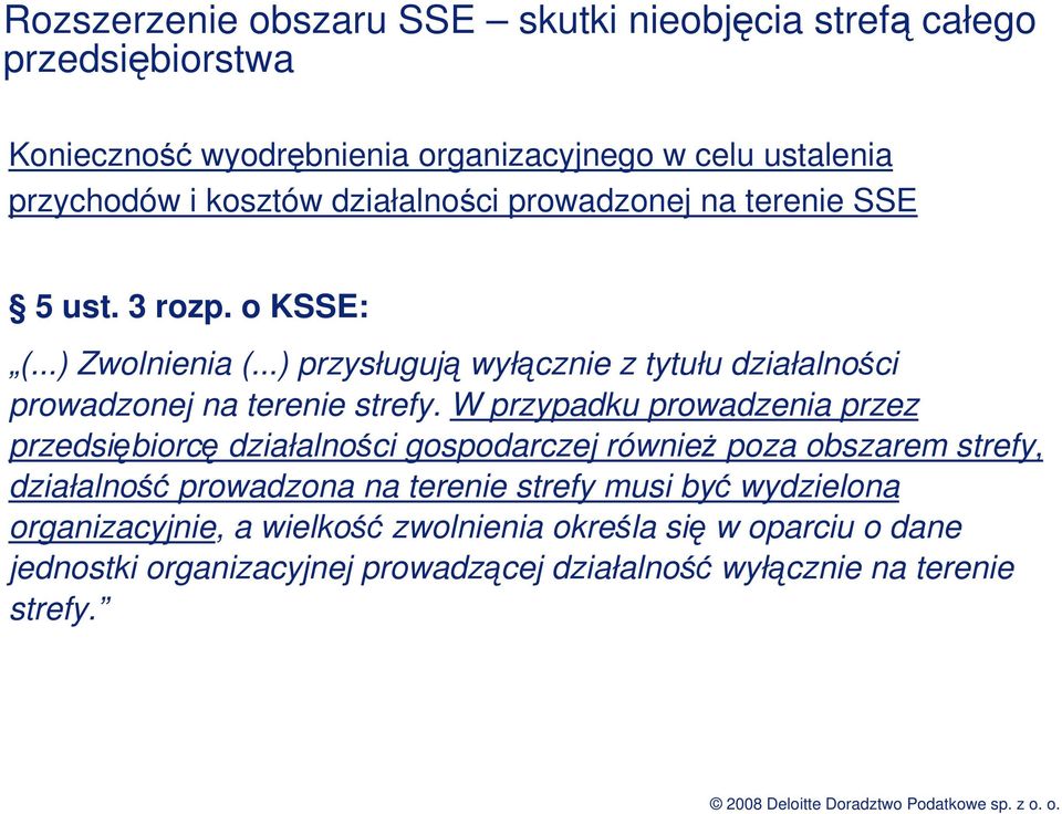 ..) przysługują wyłącznie z tytułu działalności prowadzonej na terenie strefy.