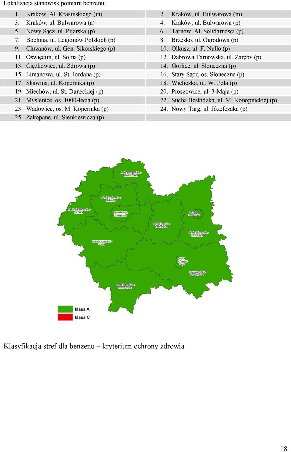 Dąbrowa Tarnowska, ul. Zaręby (p) 13. Ciężkowice, ul. Zdrowa (p) 14. Gorlice, ul. Słoneczna (p) 15. Limanowa, ul. St. Jordana (p) 16. Stary Sącz, os. Słoneczne (p) 17. Skawina, ul. Kopernika (p) 18.