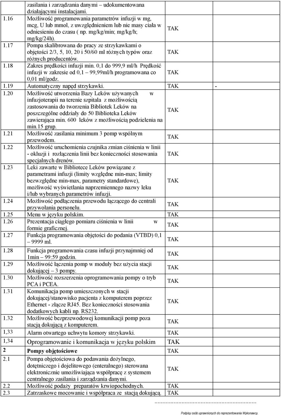 17 Pompa skalibrowana do pracy ze strzykawkami o objętości 2/3, 5, 10, 20 i 50/60 ml różnych typów oraz różnych producentów. 1.18 Zakres prędkości infuzji min.
