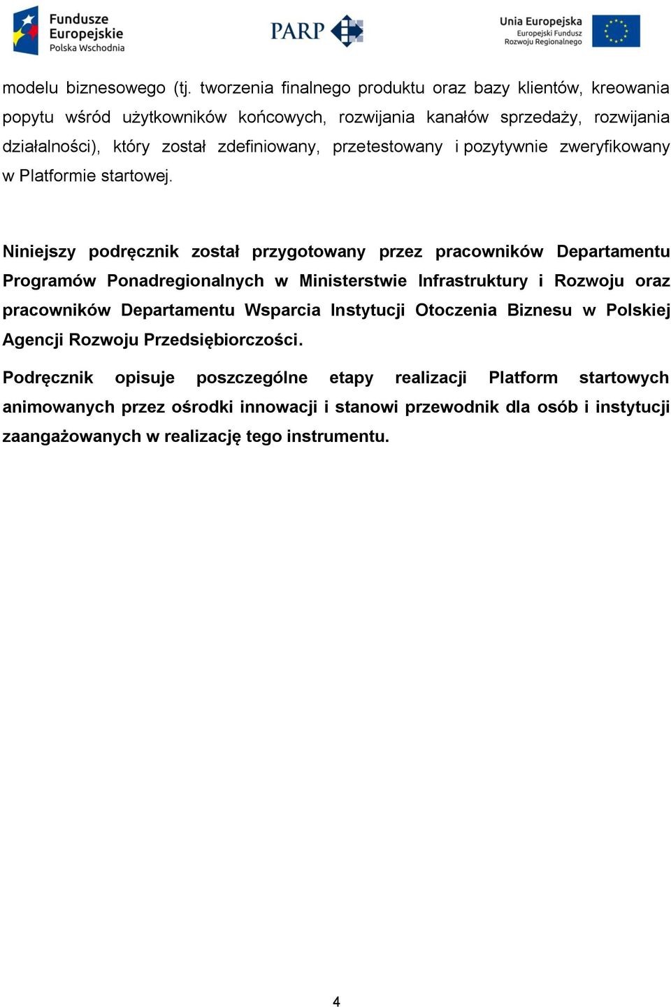 przetestowany i pozytywnie zweryfikowany w Platformie startowej.