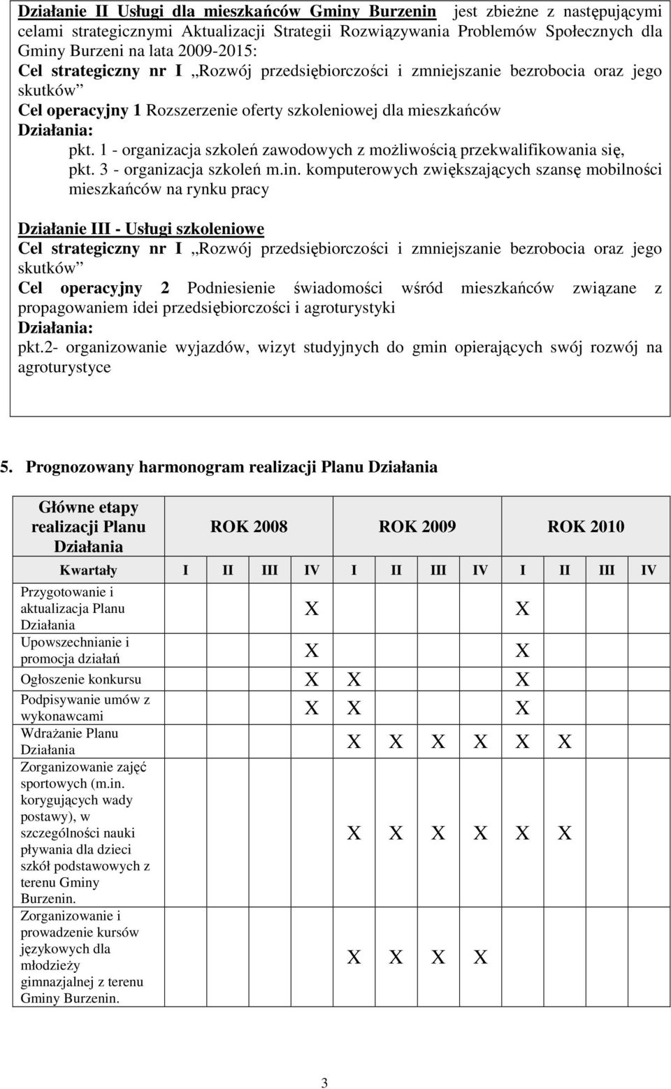 1 - organizacja szkoleń zawodowych z moŝliwością przekwalifikowania się, pkt. 3 - organizacja szkoleń m.in.