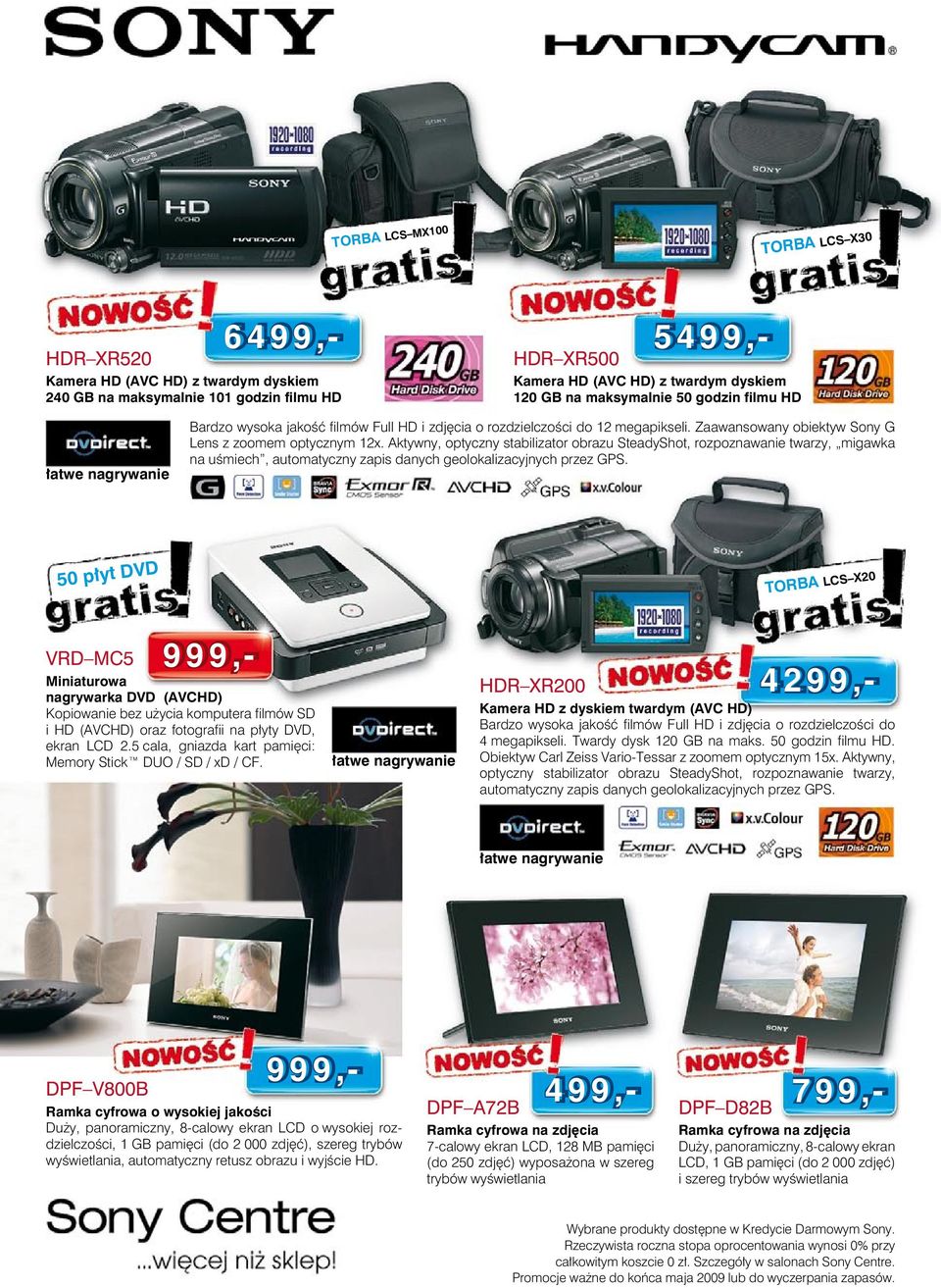 Aktywny, optyczny stabilizator obrazu SteadyShot, rozpoznawanie twarzy, migawka na uśmiech, automatyczny zapis danych geolokalizacyjnych przez GPS.
