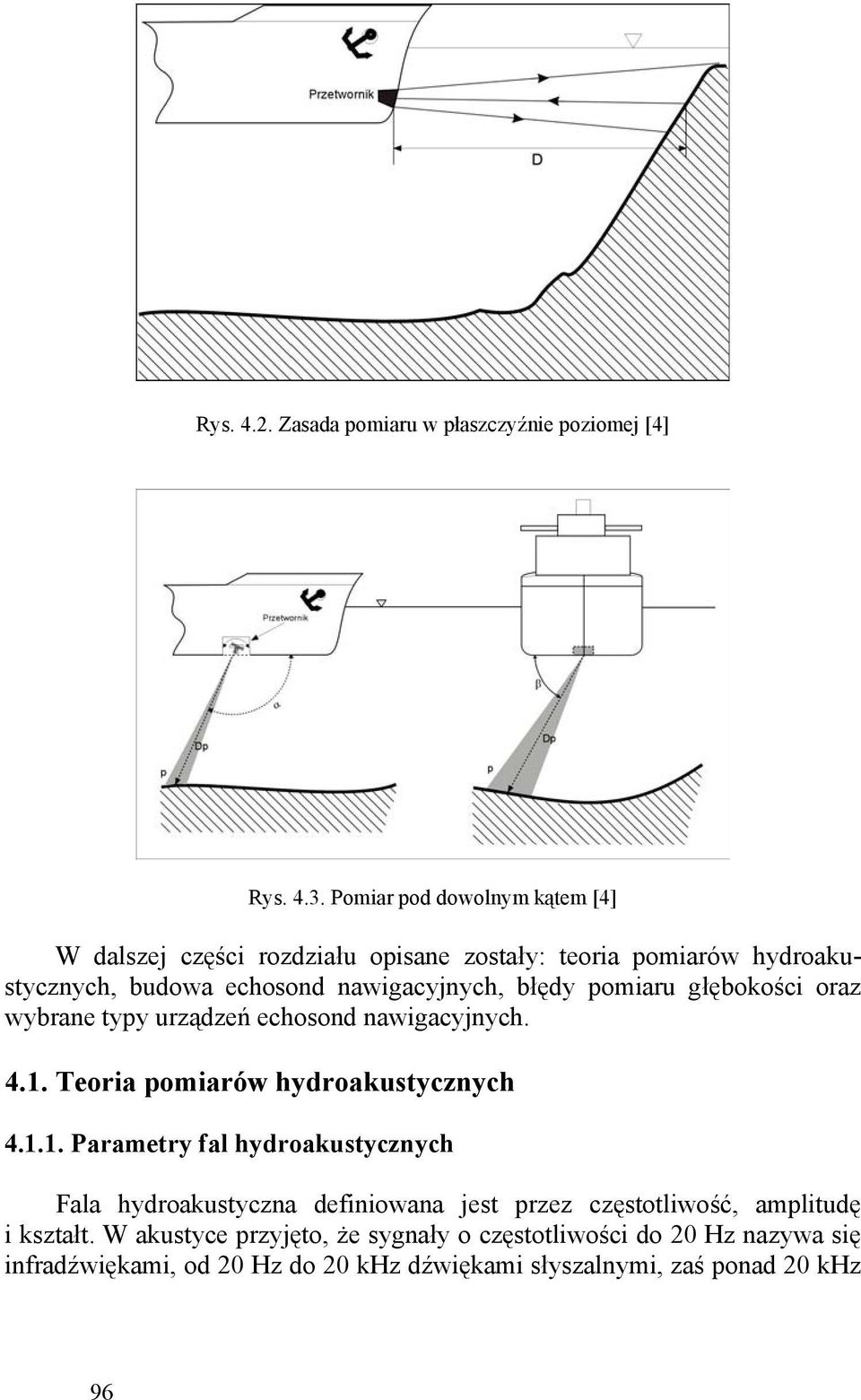 pomiaru głębokości oraz wybrane typy urządzeń echosond nawigacyjnych. 4.1.