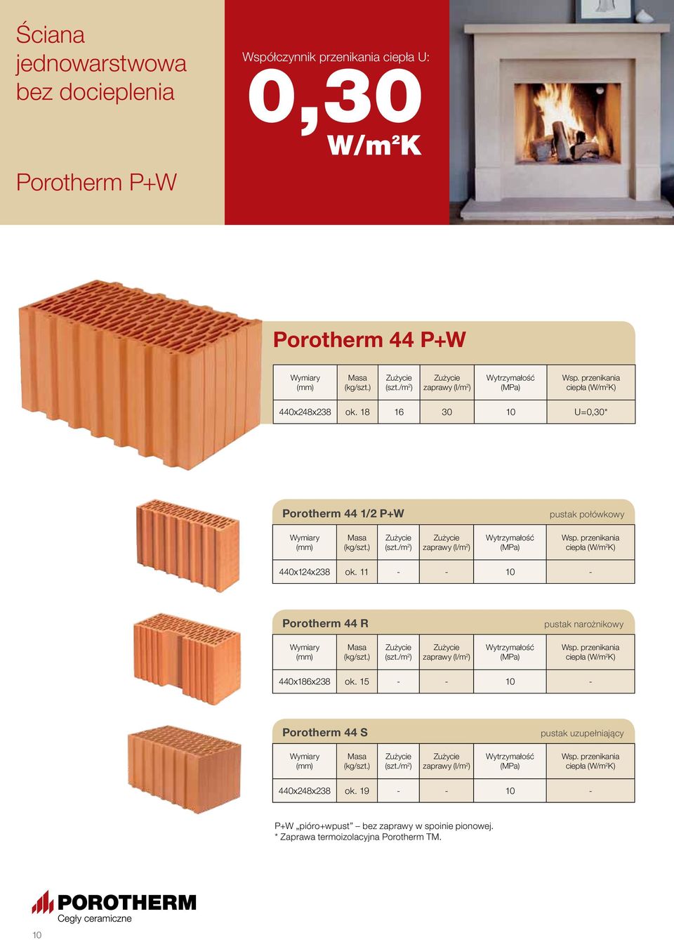 11 - - 10 - Porotherm 44 R pustak narożnikowy 440x186x238 ok.