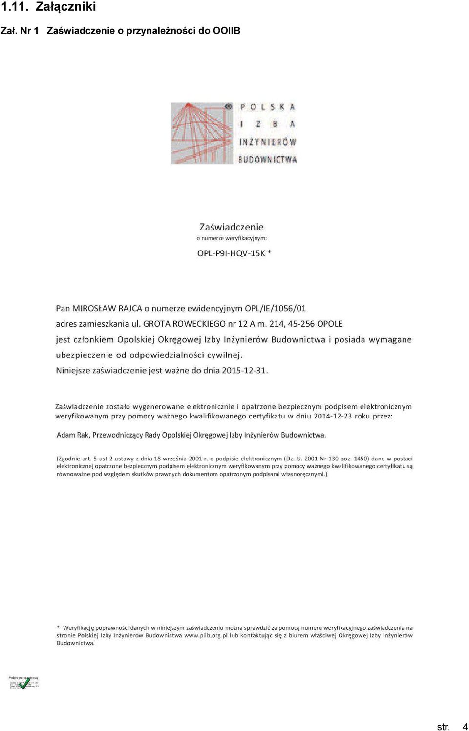 Zaświadczenie o