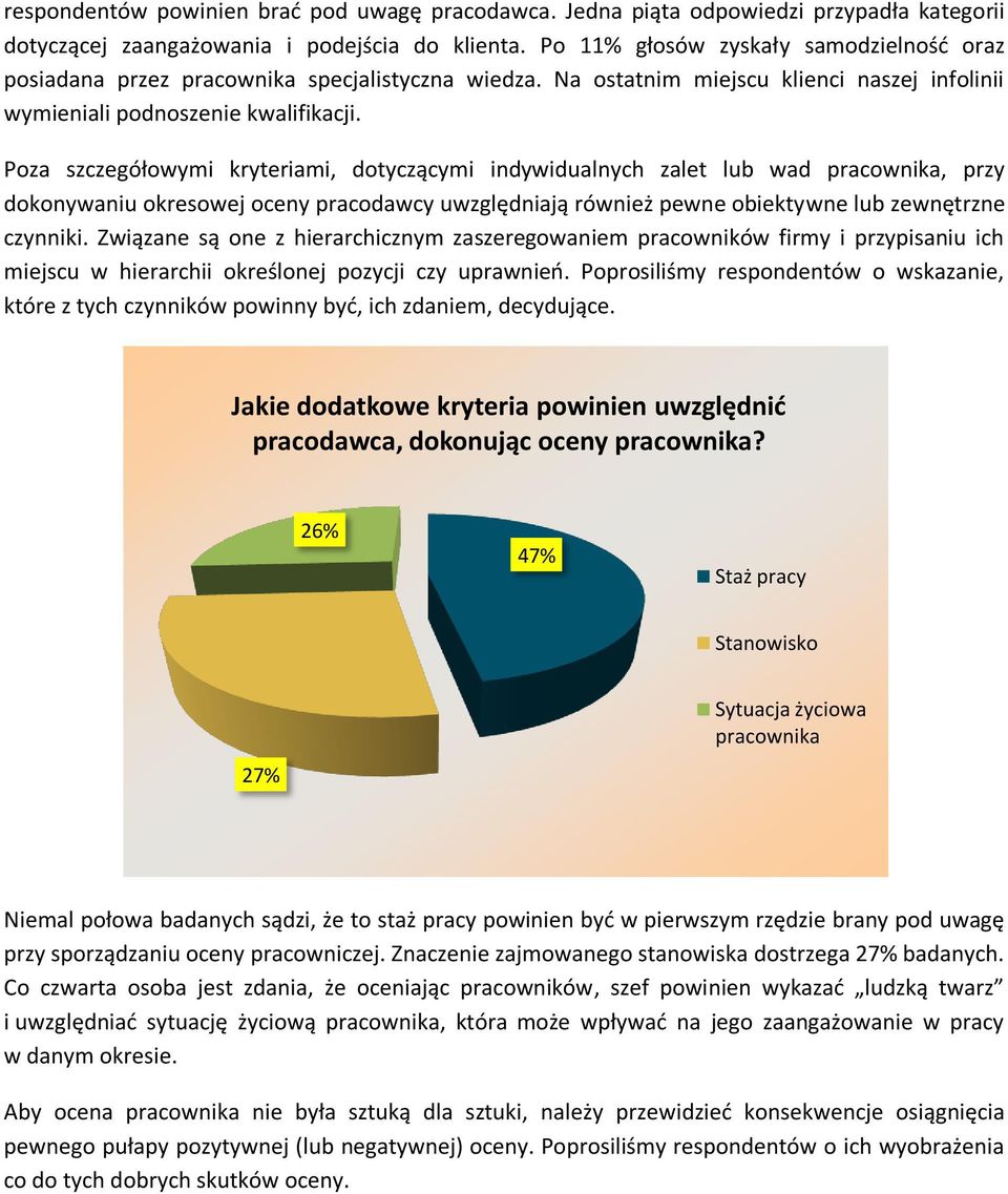Poza szczegółowymi kryteriami, dotyczącymi indywidualnych zalet lub wad pracownika, przy dokonywaniu okresowej oceny pracodawcy uwzględniają również pewne obiektywne lub zewnętrzne czynniki.