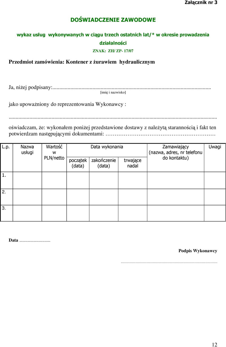.. oświadczam, że: wykonałem po