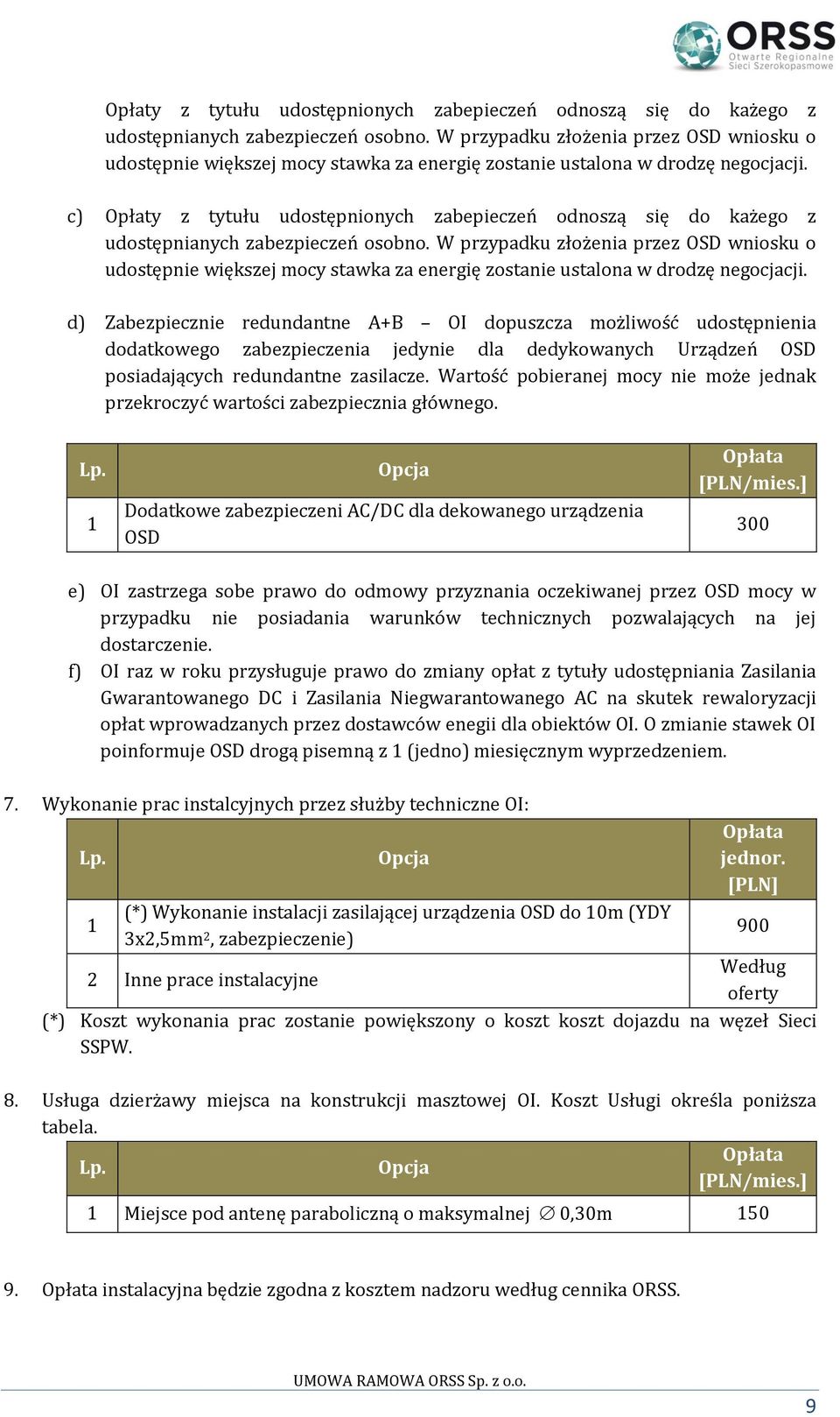 c)   d) Zabezpiecznie redundantne A+B OI dopuszcza możliwość udostępnienia dodatkowego zabezpieczenia jedynie dla dedykowanych Urządzeń OSD posiadających redundantne zasilacze.