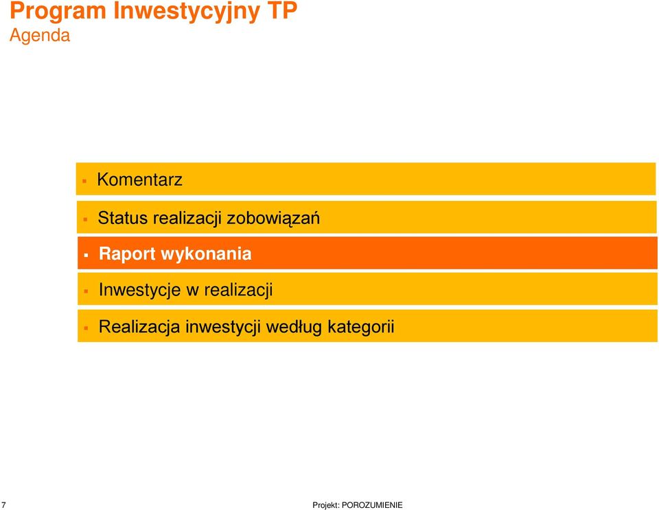 Inwestycje w realizacji Realizacja