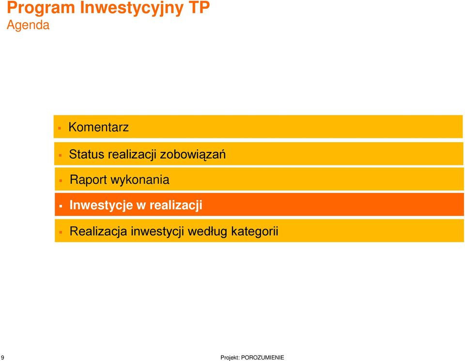 Inwestycje w realizacji Realizacja