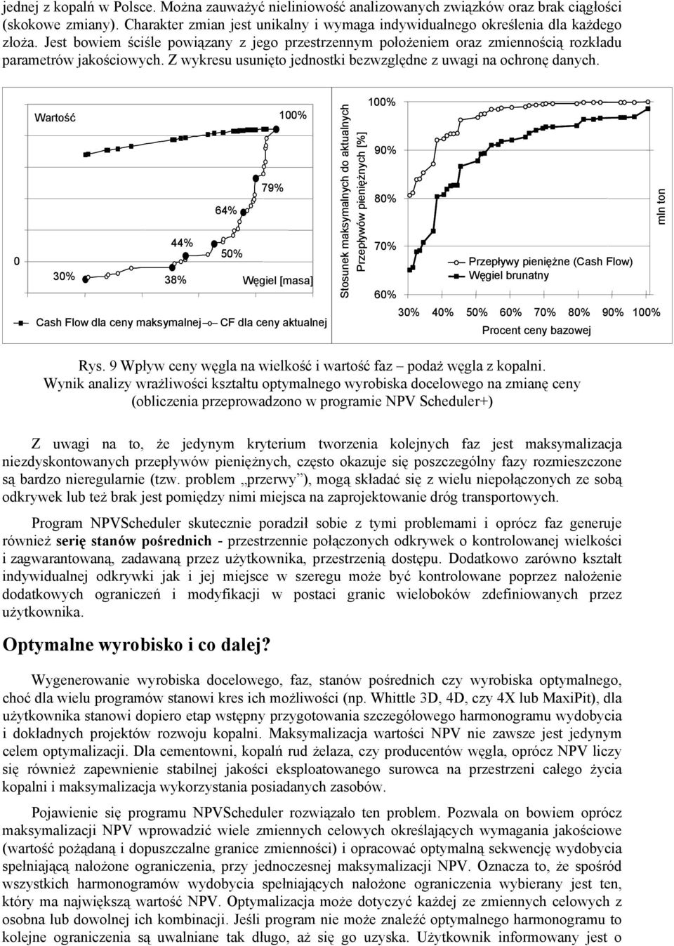 0 Wartość 44% 30% 38% Cash Flow dla ceny maksymalnej 100% 79% 64% 50% Węgiel [masa] CF dla ceny aktualnej Stosunek maksymalnych do aktualnych Przepływów pieniężnych [%] 100% 90% 80% 70% 60% Przepływy