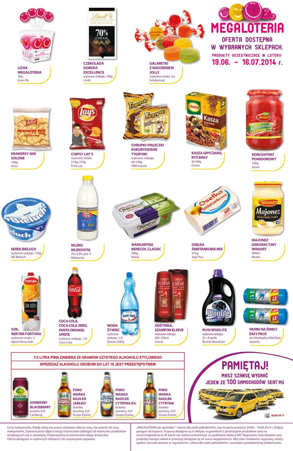KRAKERSY MIX SOLONE 100g Artur CHIPSY LAY`S wybrane smaki, 210g, 225g Frito Lay CHRUPKI I PAŁECZKI KUKURYDZIANE TYGRYSKI, 60-100g TBM Snacks KASZA GRYCZANA, RYŻ BIAŁY 4x100g Cenos KONCENTRAT