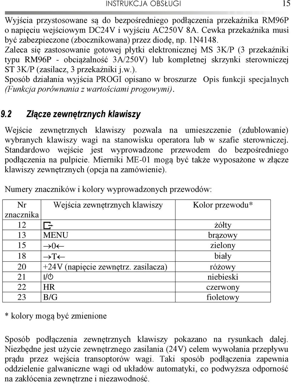 Zaleca się zastosowanie gotowej płytki elektronicznej MS 3K/P (3 przekaźniki typu RM96P - obciążalność 3A/25V) 