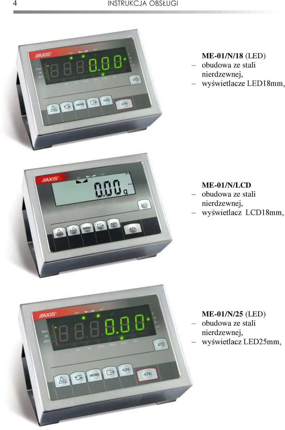 ze stali nierdzewnej, wyświetlacz LCD18mm, ME-1/N/25