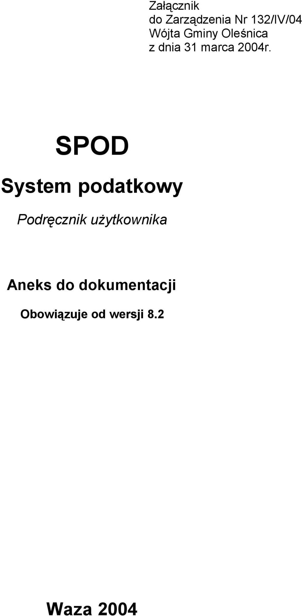 SPOD System podatkowy Podręcznik użytkownika