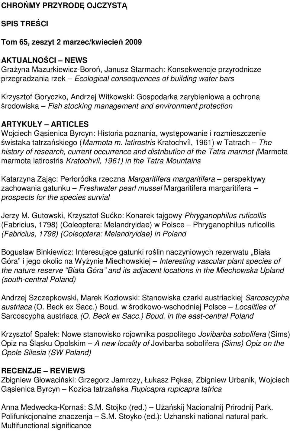 Gąsienica Byrcyn: Historia poznania, występowanie i rozmieszczenie świstaka tatrzańskiego (Marmota m.