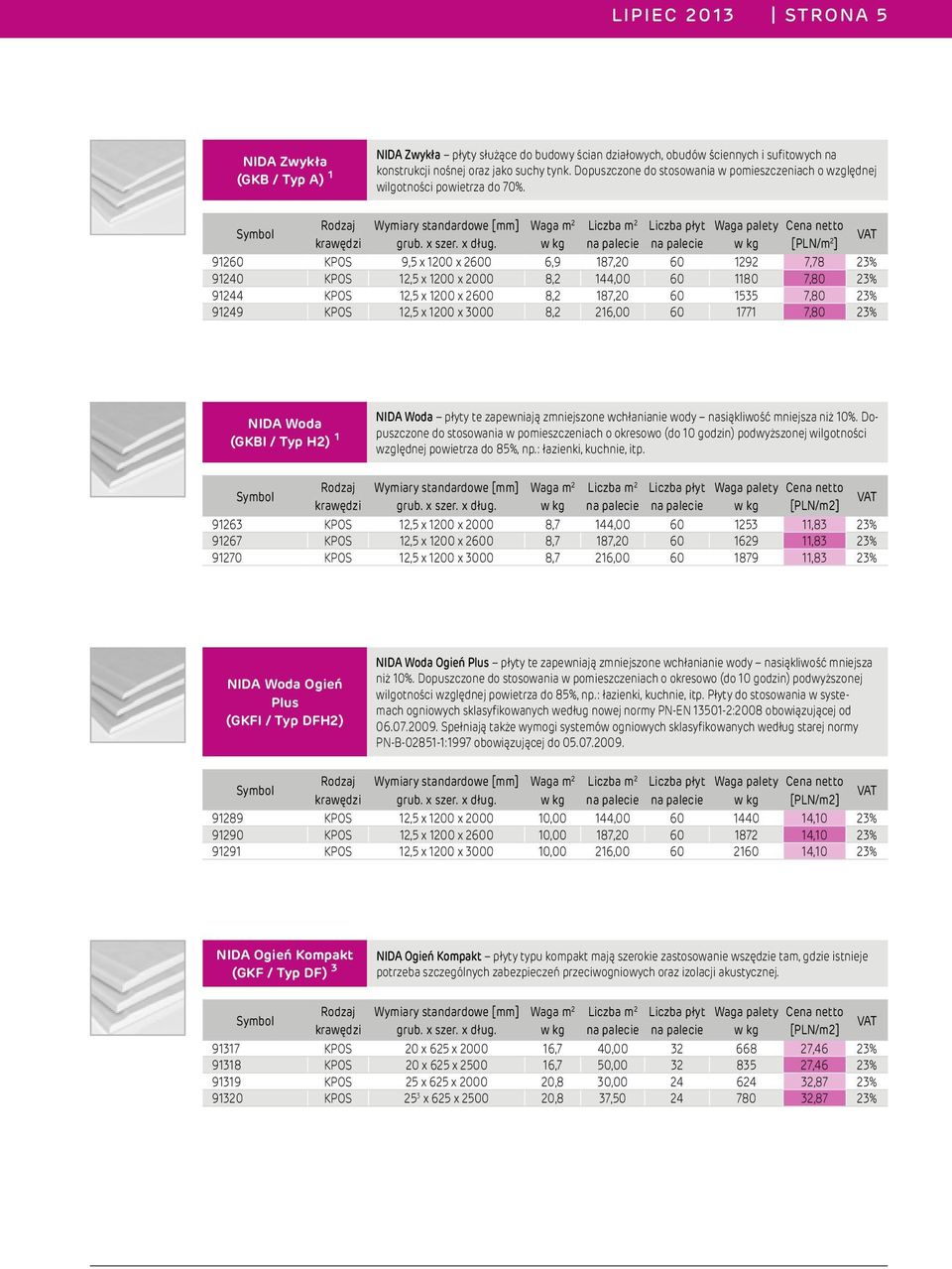 91260 KPOS 9,5 x 1200 x 2600 6,9 187,20 60 1292 7,78 23% 91240 KPOS 12,5 x 1200 x 2000 8,2 144,00 60 1180 7,80 23% 91244 KPOS 12,5 x 1200 x 2600 8,2 187,20 60 1535 7,80 23% 91249 KPOS 12,5 x 1200 x