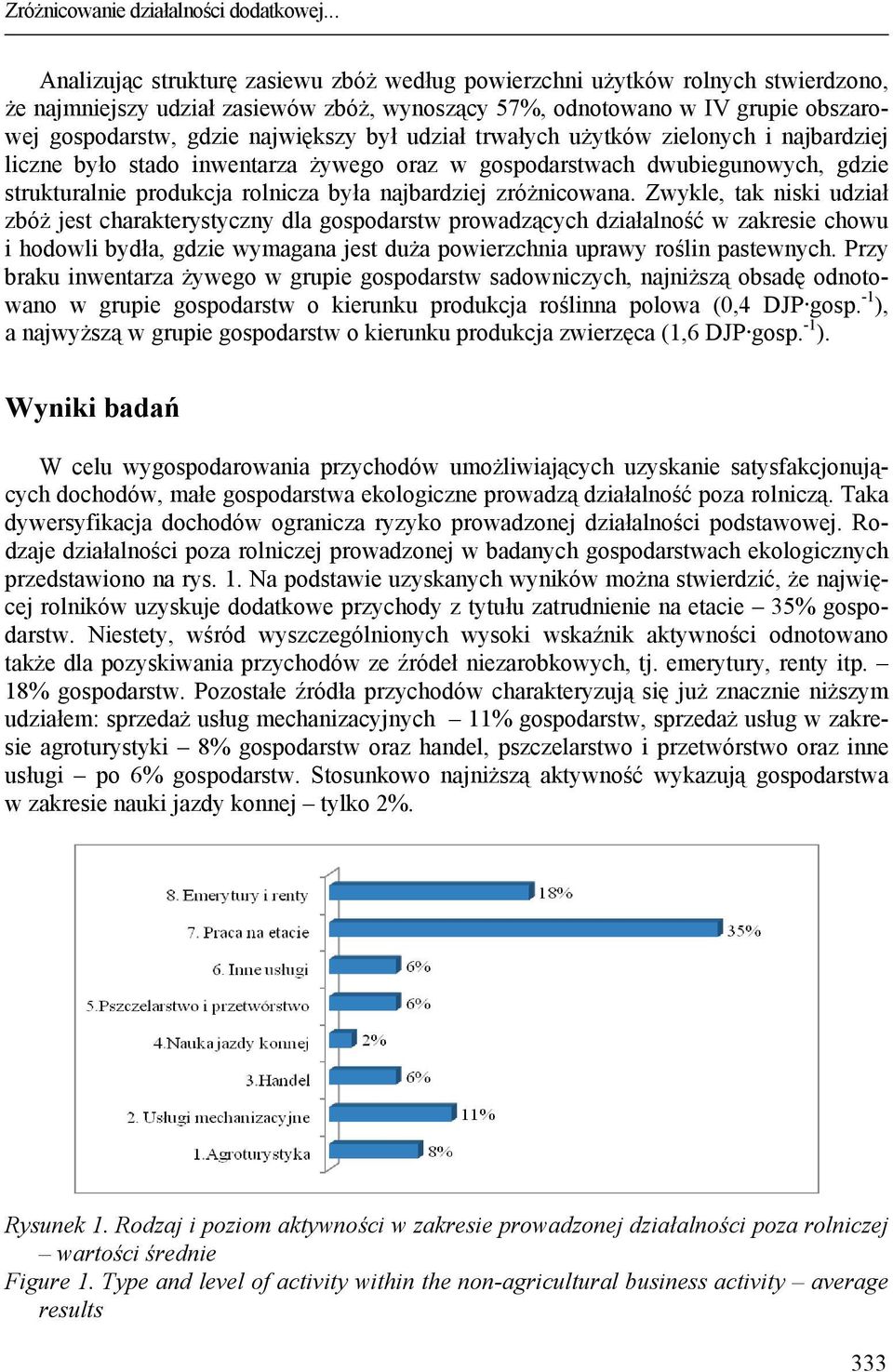 największy był udział trwałych użytków zielonych i najbardziej liczne było stado inwentarza żywego oraz w gospodarstwach dwubiegunowych, gdzie strukturalnie produkcja rolnicza była najbardziej