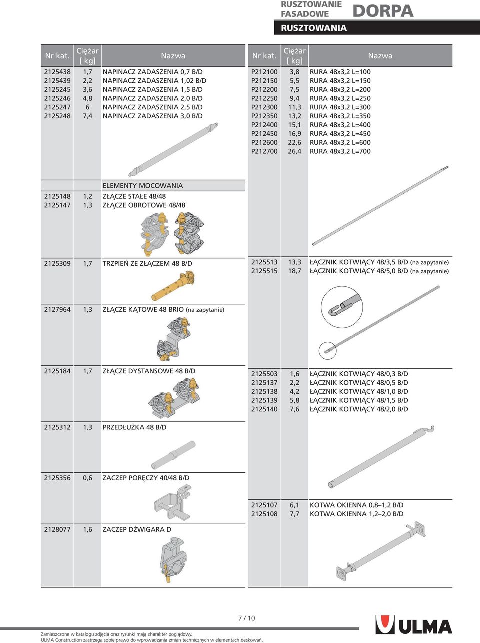 48x3,2 L=150 RURA 48x3,2 L=200 RURA 48x3,2 L=250 RURA 48x3,2 L=300 RURA 48x3,2 L=350 RURA 48x3,2 L=400 RURA 48x3,2 L=450 RURA 48x3,2 L=600 RURA 48x3,2 L=700 2125148 2125147 1,2 1,3 ELEMENTY MOCOWANIA