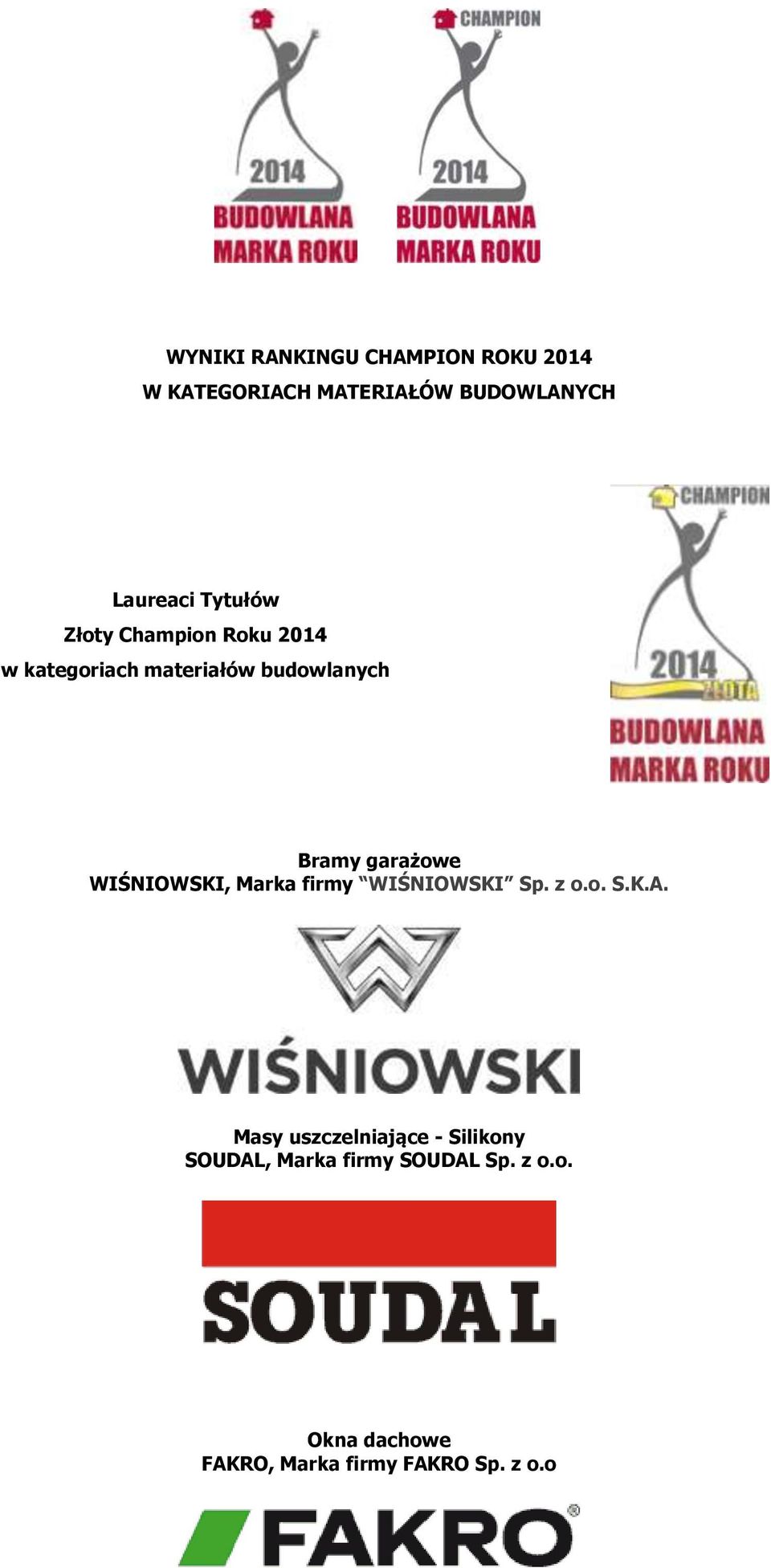 firmy WIŚNIOWSKI Sp. z o.o. S.K.A.