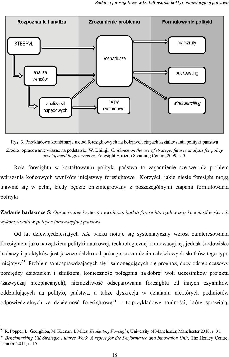 Bhimji, Guidance on the use of strategic futures analysis for policy development in government, Foresight Horizon Scanning Centre, 2009, s. 5.