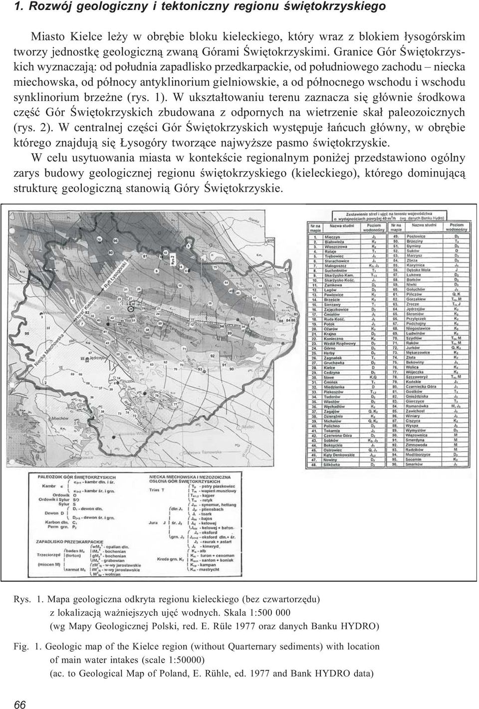 synklinorium brze ne (rys. 1). W ukszta³towaniu terenu zaznacza siê g³ównie œrodkowa czêœæ Gór Œwiêtokrzyskich zbudowana z odpornych na wietrzenie ska³ paleozoicznych (rys. 2).