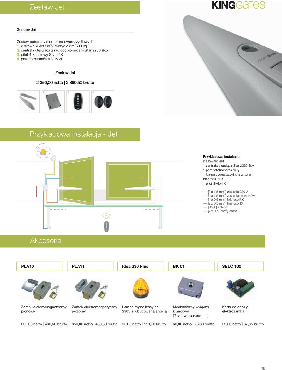 lampa sygnalizacyjna z anten¹ Idea 30 Plus 1 pilot Stylo 4K [3 x 1,5 mm ] zasilanie 30 V [4 x 1,5 mm ] zasilanie si³owników [4 x 0,5 mm ] linia foto RX [ x 0,5 mm ] linia foto TX [Rg58] antena [ x