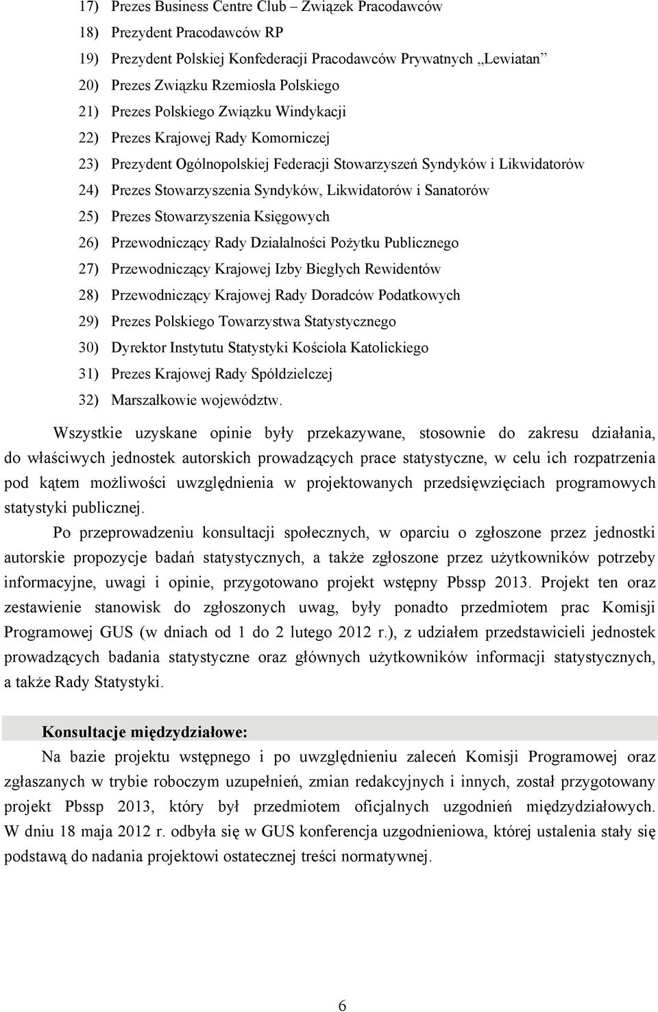 Sanatorów 25) Prezes Stowarzyszenia Księgowych 26) Przewodniczący Rady Działalności Pożytku Publicznego 27) Przewodniczący Krajowej Izby Biegłych Rewidentów 28) Przewodniczący Krajowej Rady Doradców