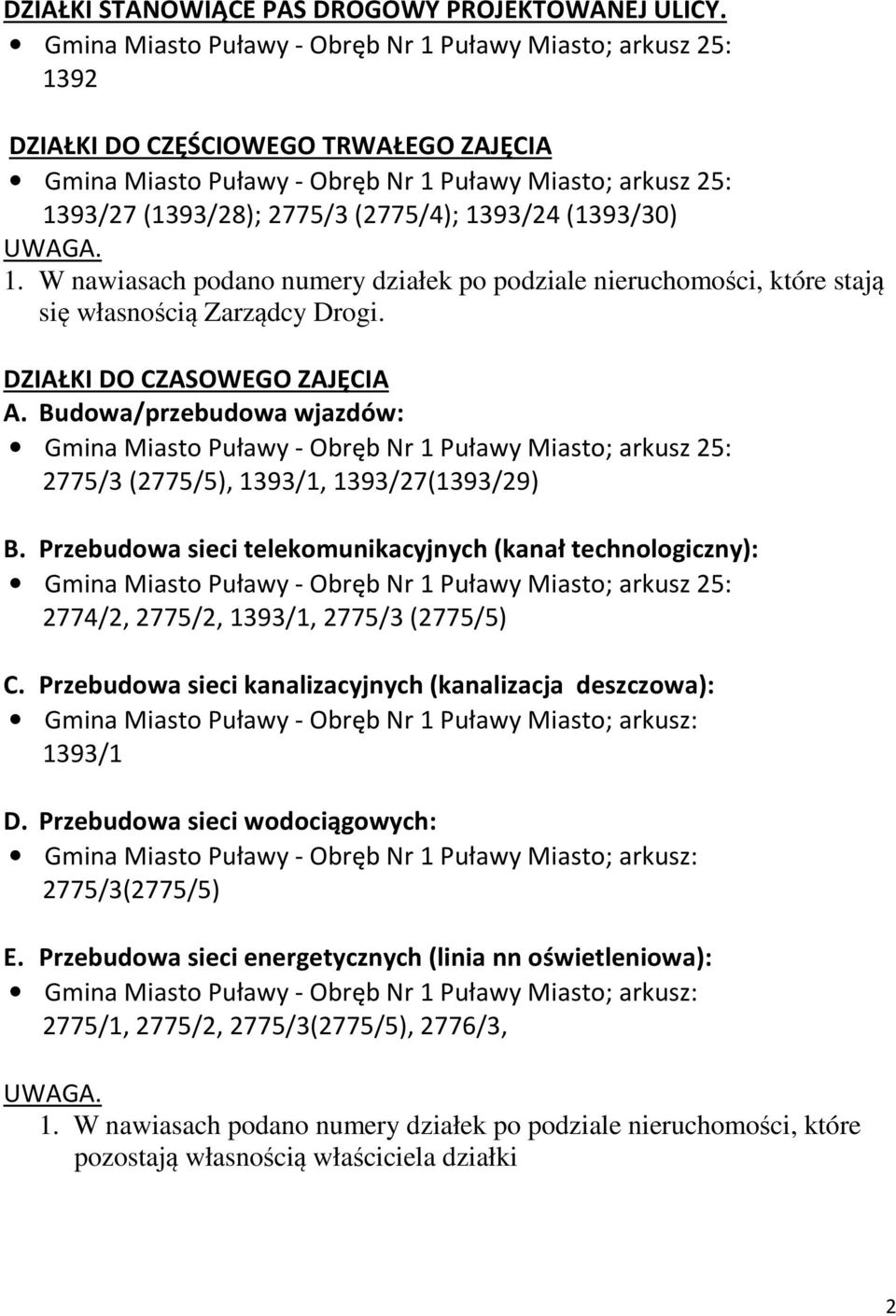 Przebudowa sieci telekomunikacyjnych (kanał technologiczny): 2774/2, 2775/2, 1393/1, 2775/3 (2775/5) C.