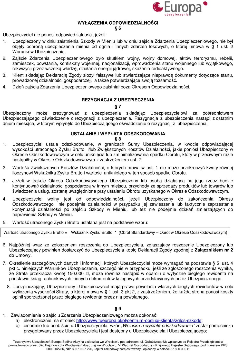 2 Warunków Ubezpieczenia. 2.