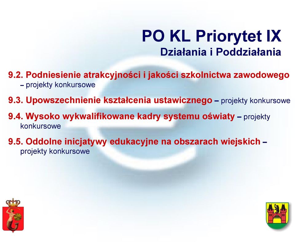 Upowszechnienie kształcenia ustawicznego projekty konkursowe 9.4.