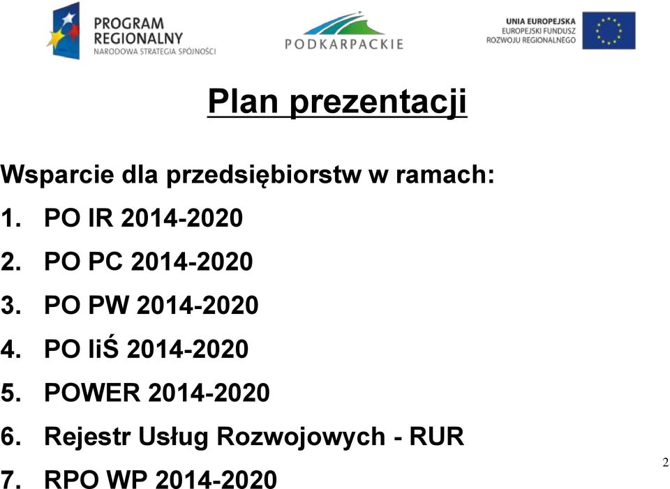 PO PW 2014-2020 4. PO IiŚ 2014-2020 5.