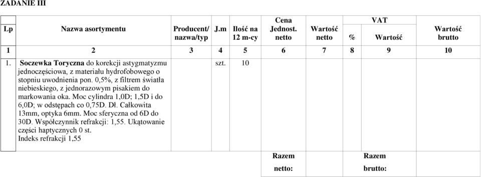 0,5%, z filtrem światła niebieskiego, z jednorazowym pisakiem do markowania oka.