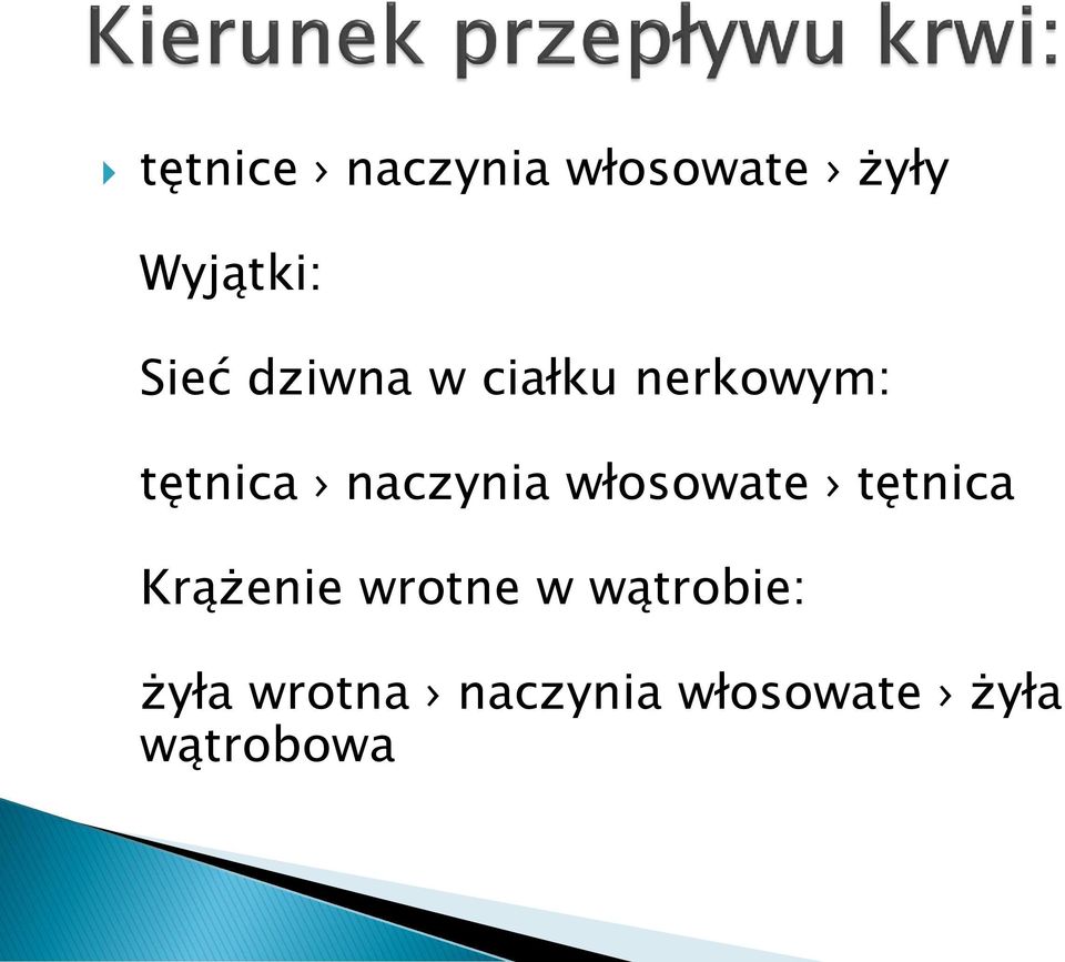 naczynia włosowate tętnica Krążenie wrotne w