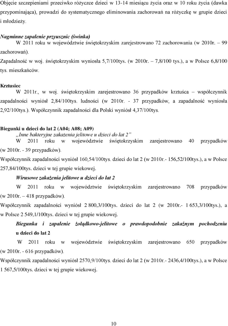 (w 200r. 7,8/00 tys.), a w Polsce 6,8/00 tys. mieszkańców. Krztusiec W 20r., w woj. świętokrzyskim zarejestrowano 36 przypadków krztuśca współczynnik zapadalności wyniósł 2,84/00tys. ludności (w 200r.