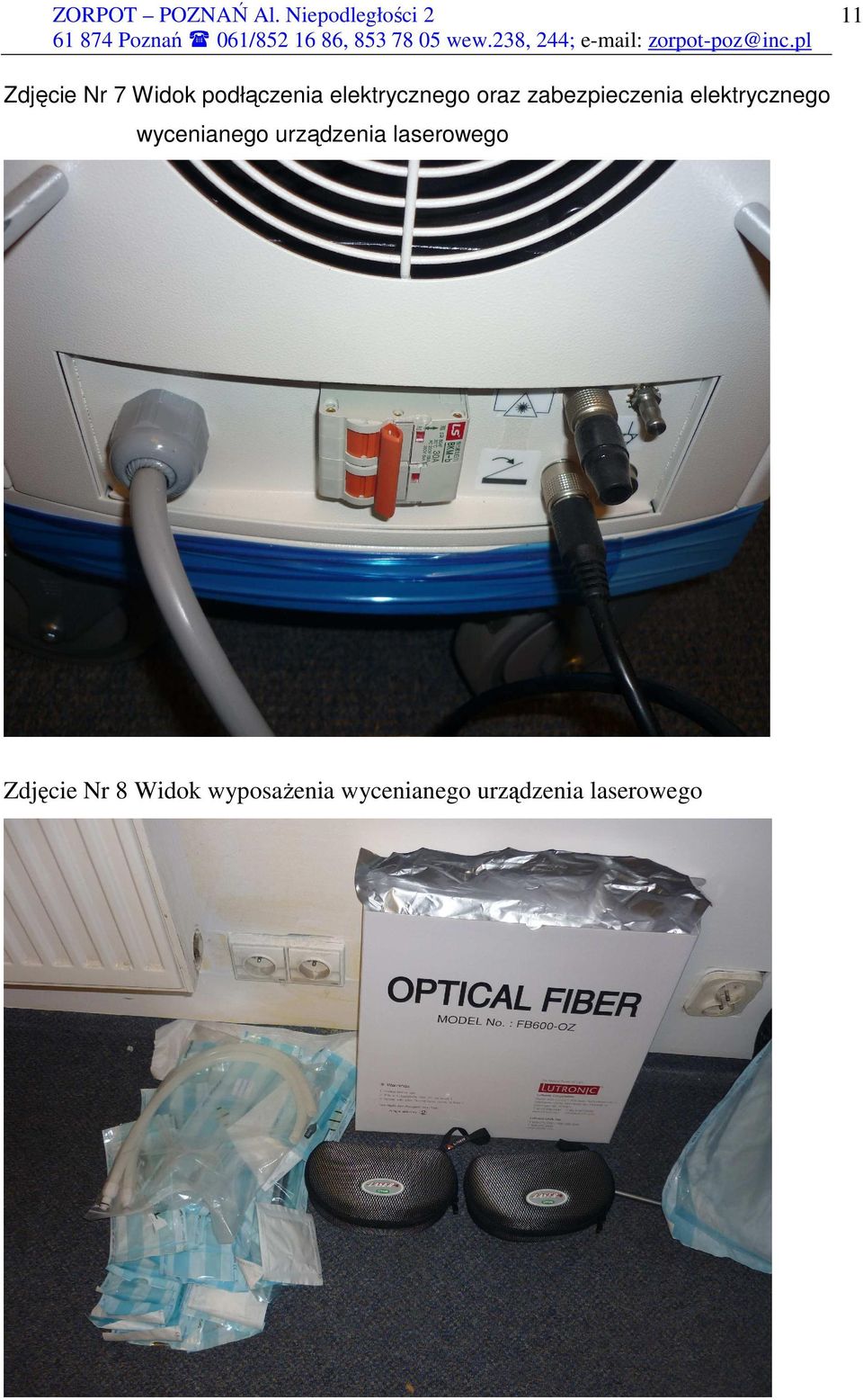 elektrycznego wycenianego urządzenia