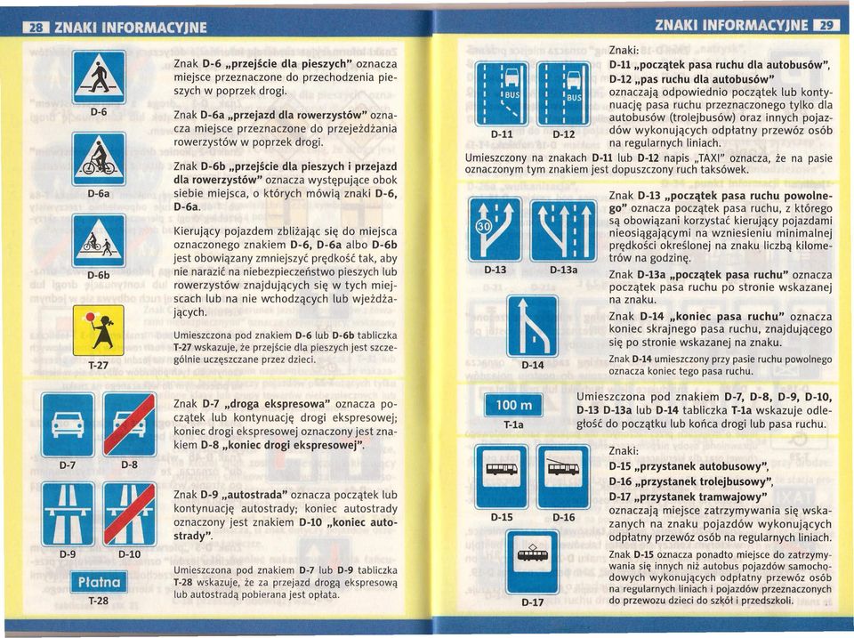 Znak D-6b "przejście dla pieszych i przejazd dla rowerzystów" oznacza występujące obok siebie miejsca, o których mówią znaki 0-6, D-6a.