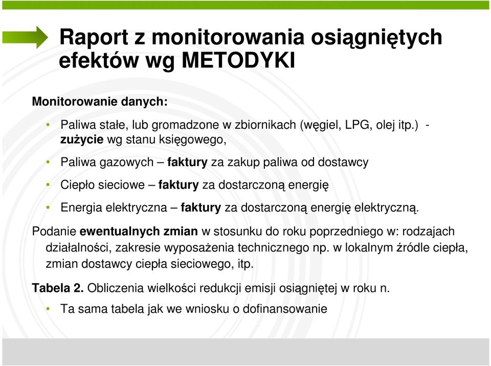 za dostarczoną energię elektryczną. Podanie ewentualnych zmian w stosunku do roku poprzedniego w: rodzajach działalności, zakresie wyposażenia technicznego np.