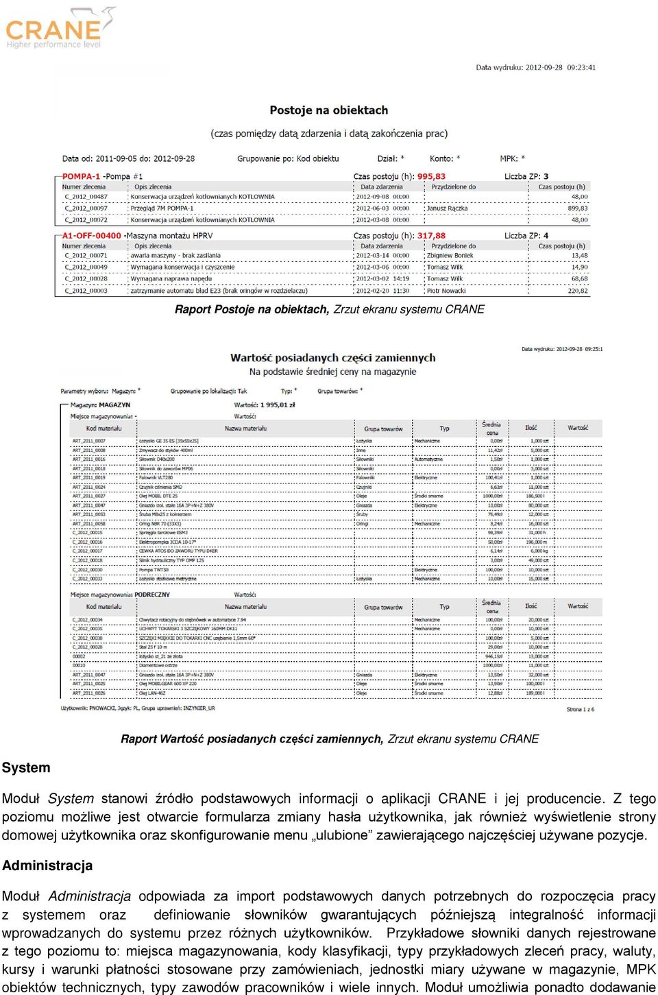 Z tego poziomu możliwe jest otwarcie formularza zmiany hasła użytkownika, jak również wyświetlenie strony domowej użytkownika oraz skonfigurowanie menu ulubione zawierającego najczęściej używane