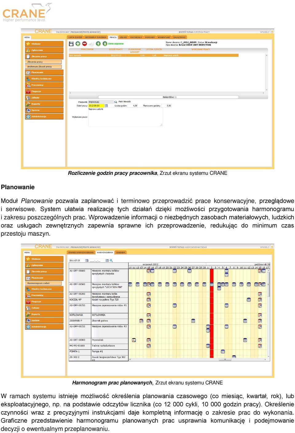 Wprowadzenie informacji o niezbędnych zasobach materiałowych, ludzkich oraz usługach zewnętrznych zapewnia sprawne ich przeprowadzenie, redukując do minimum czas przestoju maszyn.