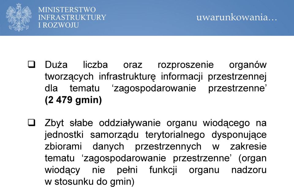 organu wiodącego na jednostki samorządu terytorialnego dysponujące zbiorami danych przestrzennych