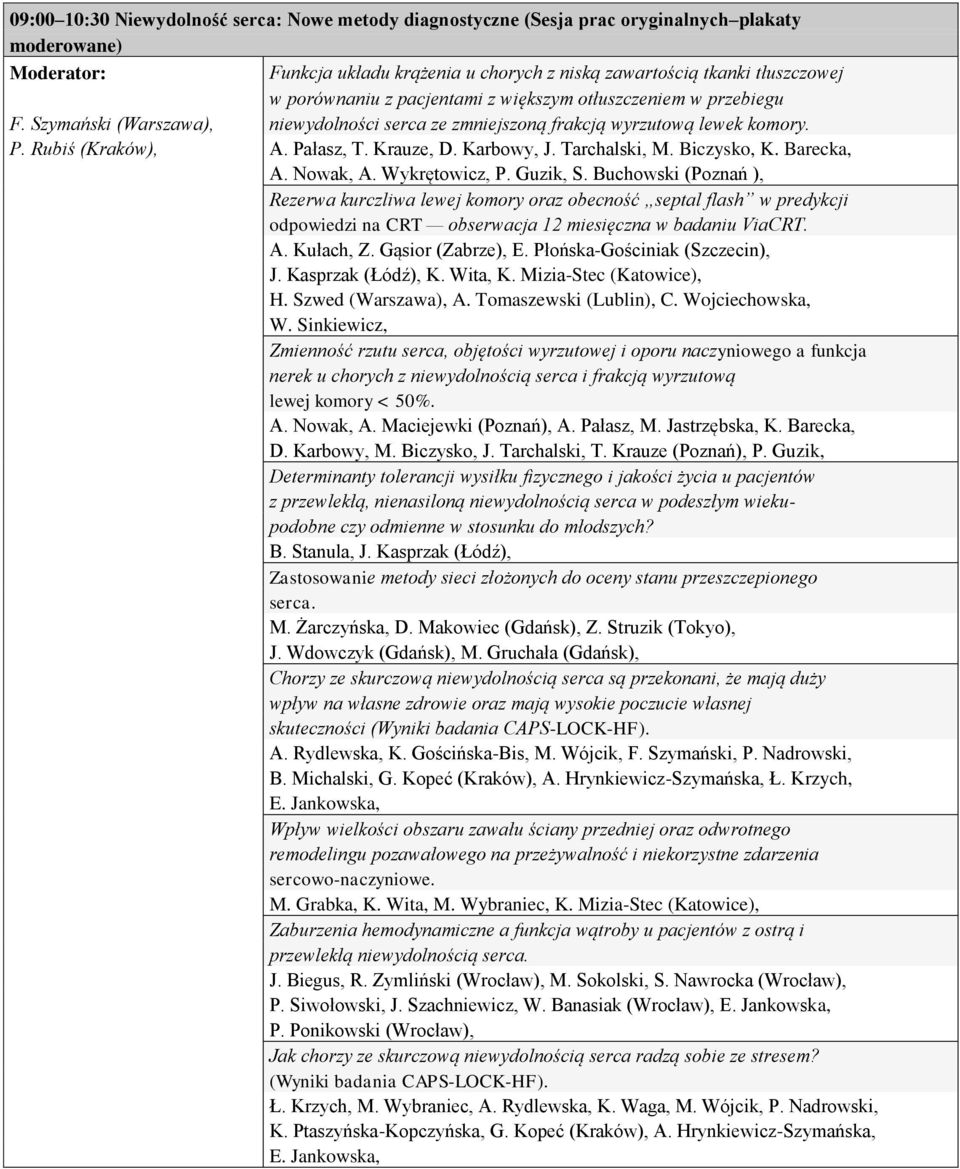 Tarchalski, M. Biczysko, K. Barecka, A. Nowak, A. Wykrętowicz, P. Guzik, S.