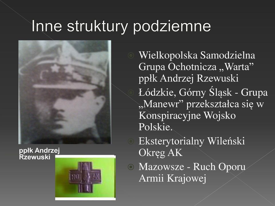 Grupa Manewr przekształca się w Konspiracyjne Wojsko Polskie.