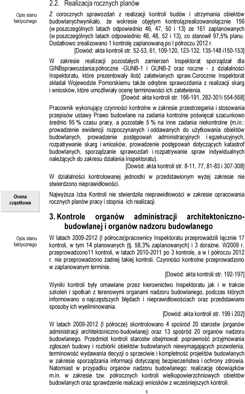 latach odpowiednio 46, 47, 50 i 13) ze 161 zaplanowanych (w poszczególnych latach odpowiednio 48, 48, 52 i 13), co stanowił 97,5% planu.